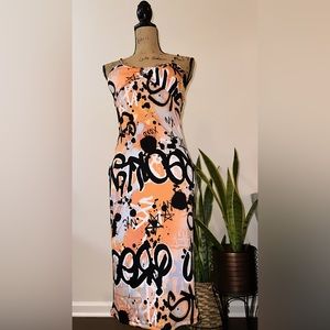DEREK HEART Graffiti Sleeveless Maxi Dress Size M